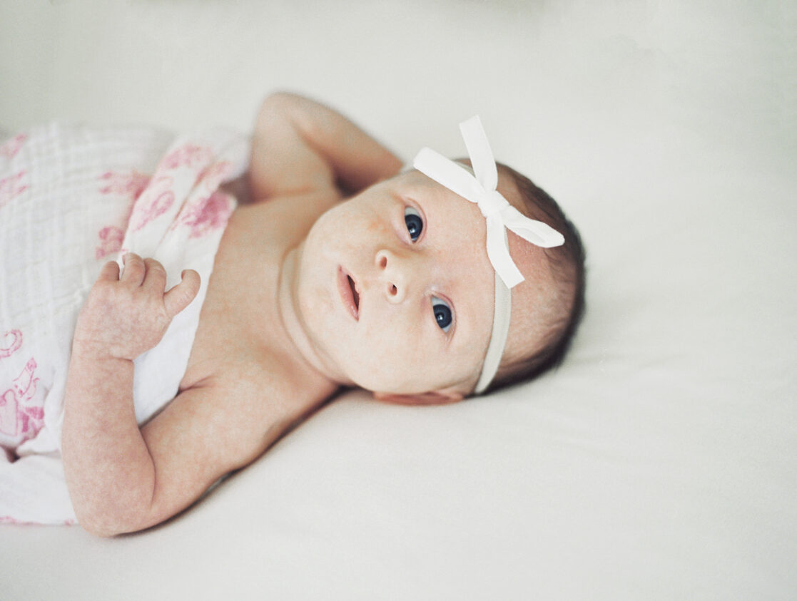 film photo of newborn baby portrait